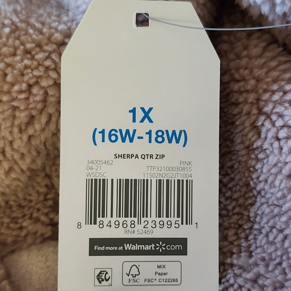 NWT Sherpa Pullover Fleece Lined Chalk Rose/Pink Sz 1X (16W-18W) - Picture 11 of 12